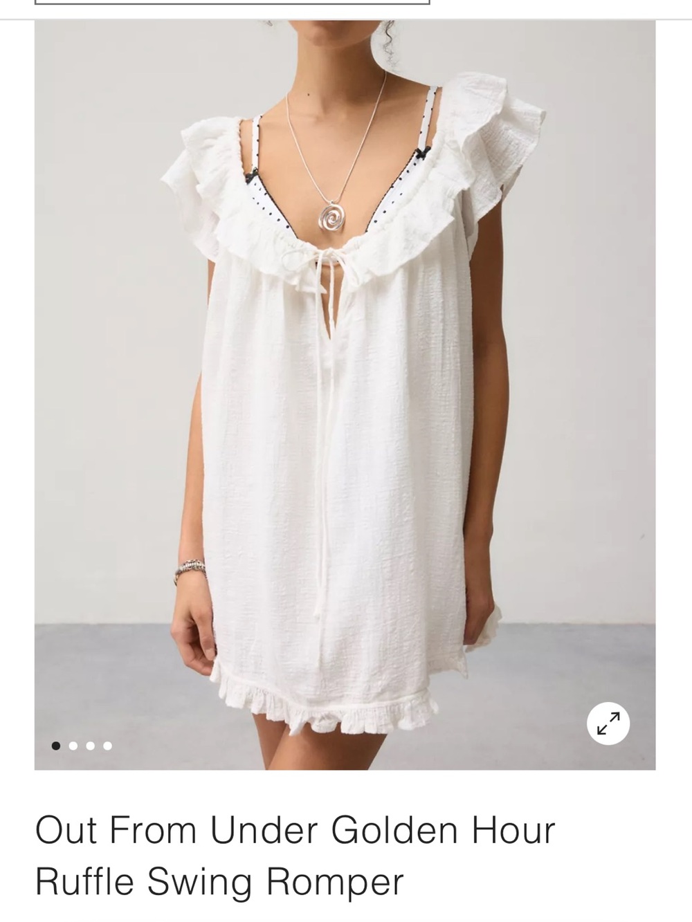 Urban Outfitters White Ruffle Neck Romper